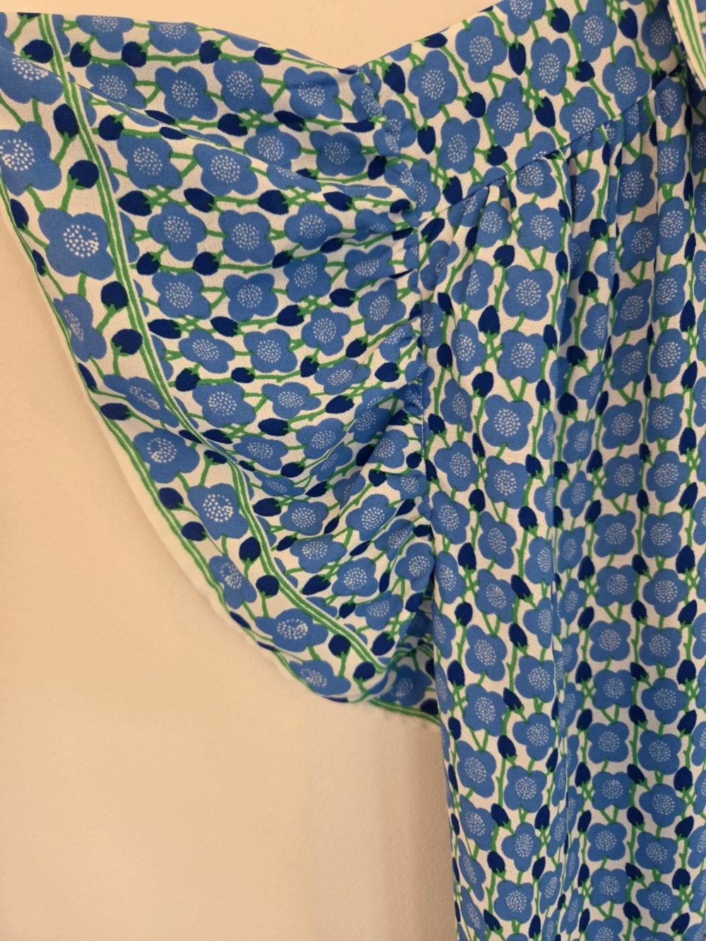 Max Studio maxi dress XS blue/white floral tiered flutter sleeves button down - Picture 7 of 13
